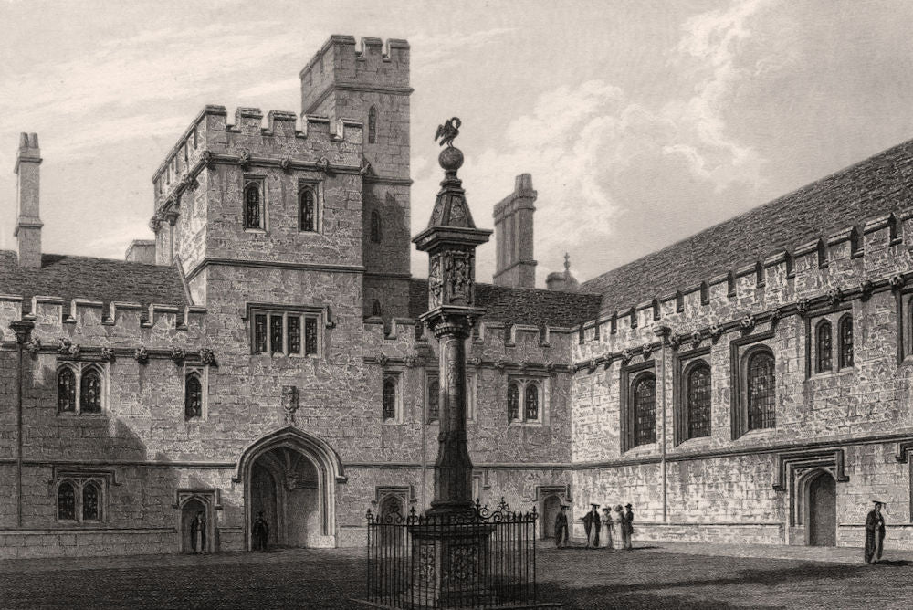 The Quadrangle of Corpus Christi College, Oxford, by John Le Keux 1837 print